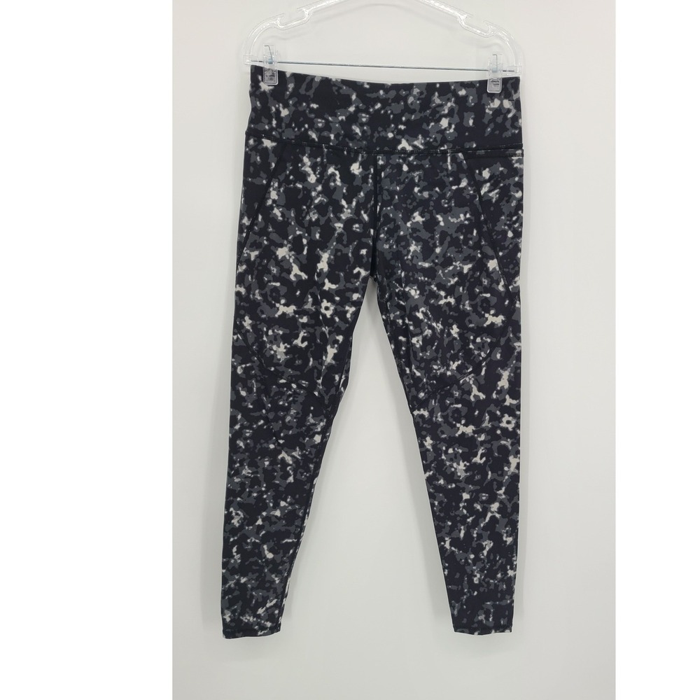 Sweaty Betty Camo Legging Large 27" Athletic Sporty Grey Black Camo Side Pockets
